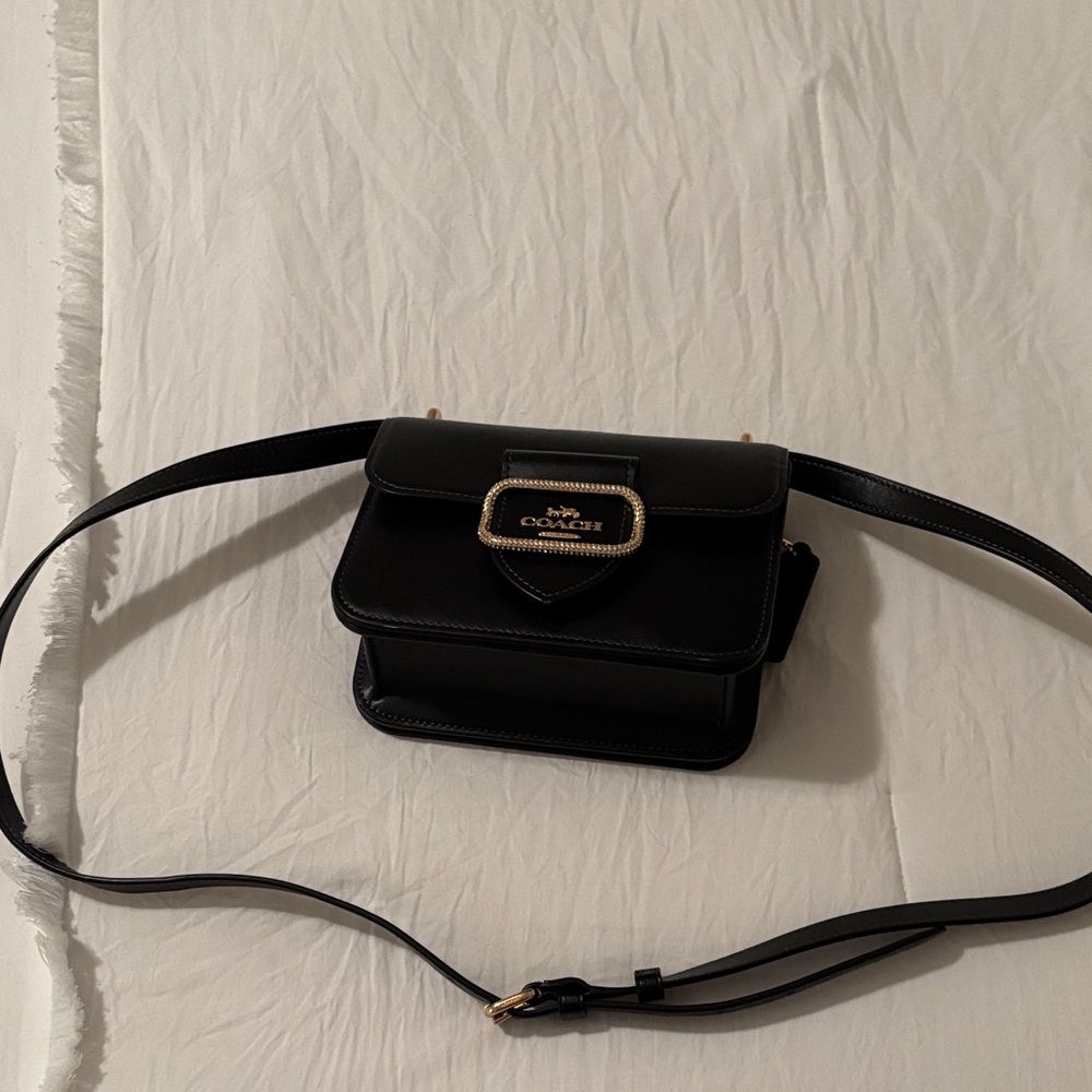 Coach Black Crossbody Bag with Gold Accents